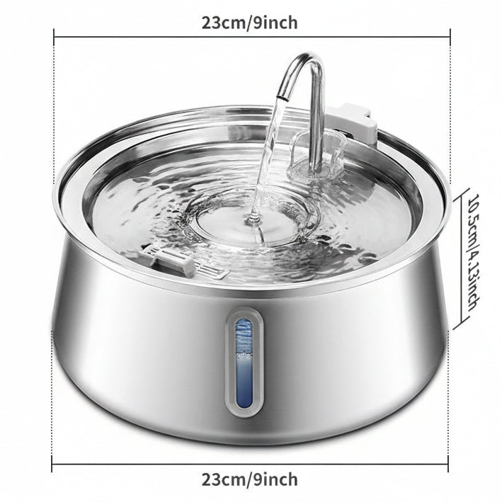 Pet Automatic Drinking Fountain 4L – Stainless Steel with Filter & Viewing Window