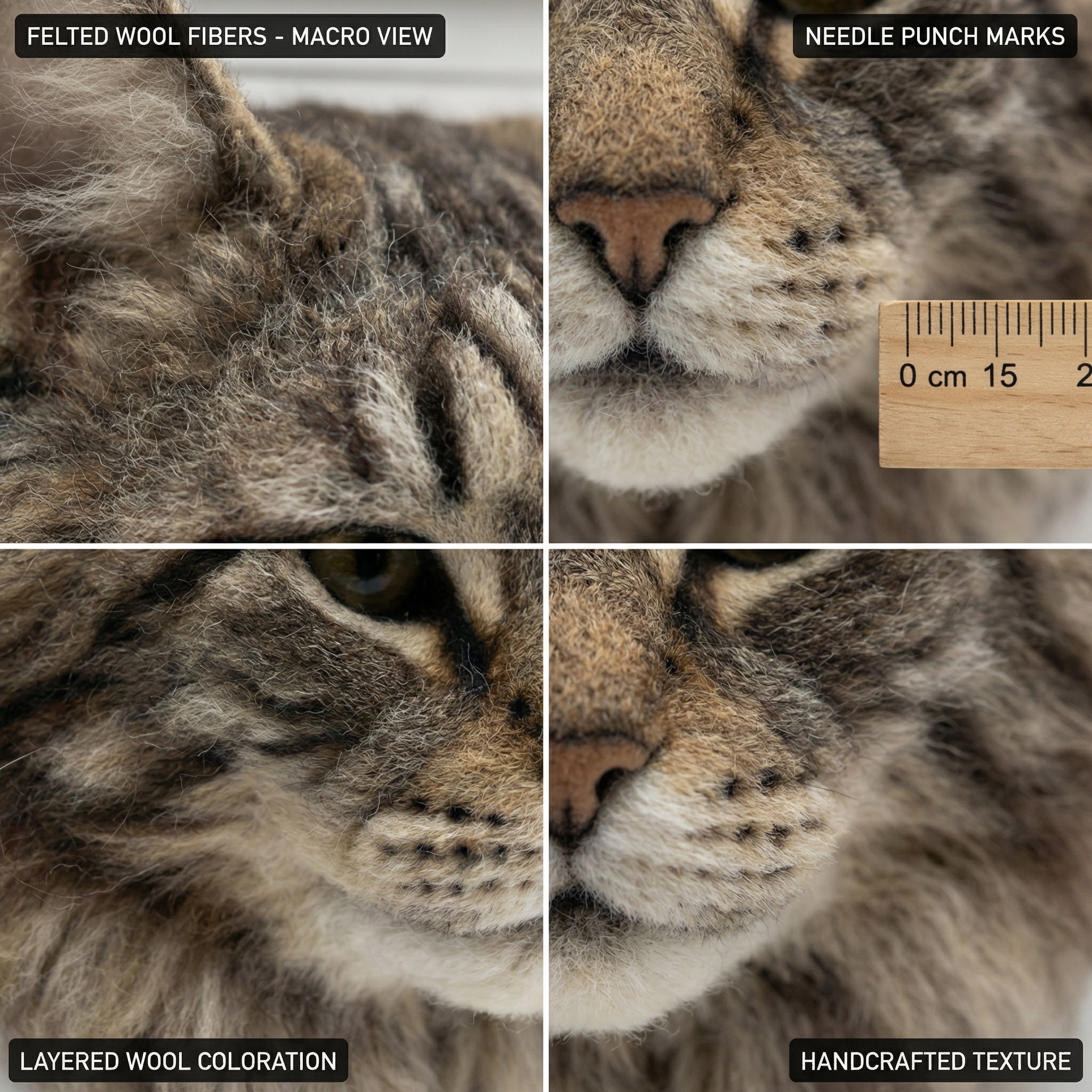 Handmade Needle Felted Pet Avatar from Photo – Framed Cat & Dog Keepsake