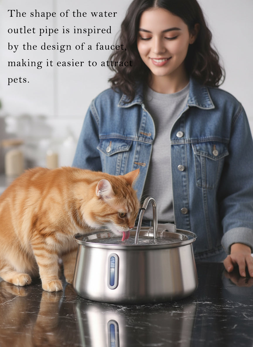 Pet Automatic Drinking Fountain 4L – Stainless Steel with Filter & Viewing Window