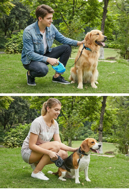 Automatic retractable pet leash with LED lights